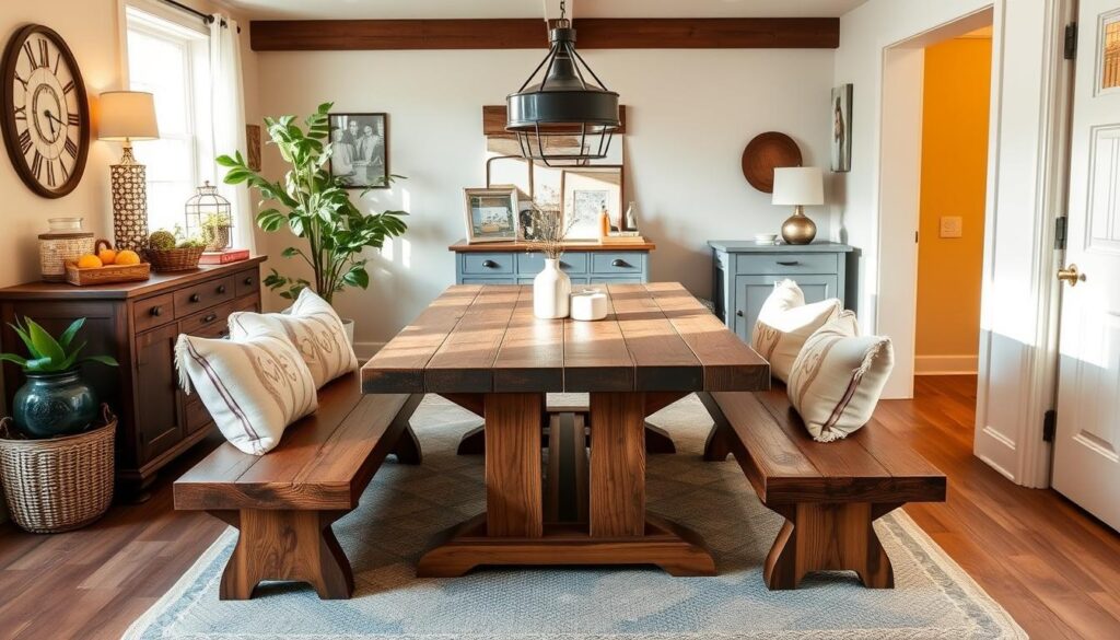 farmhouse dining room sets with bench