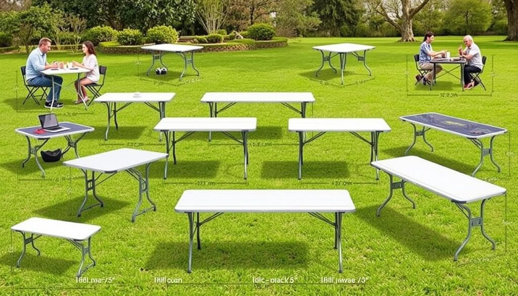 portable folding table dimensions