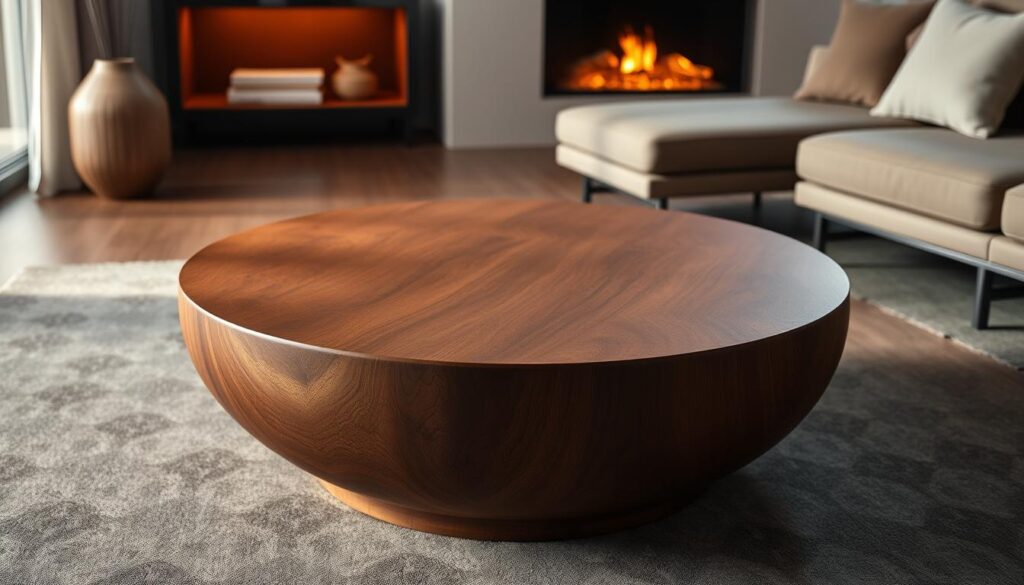 round walnut coffee table