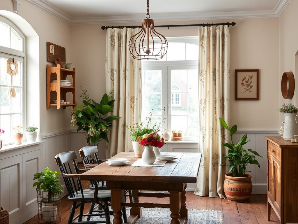 farmhouse style dining room drapes