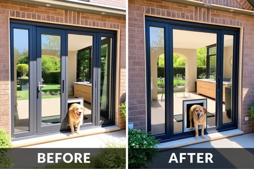 patio door with dog door