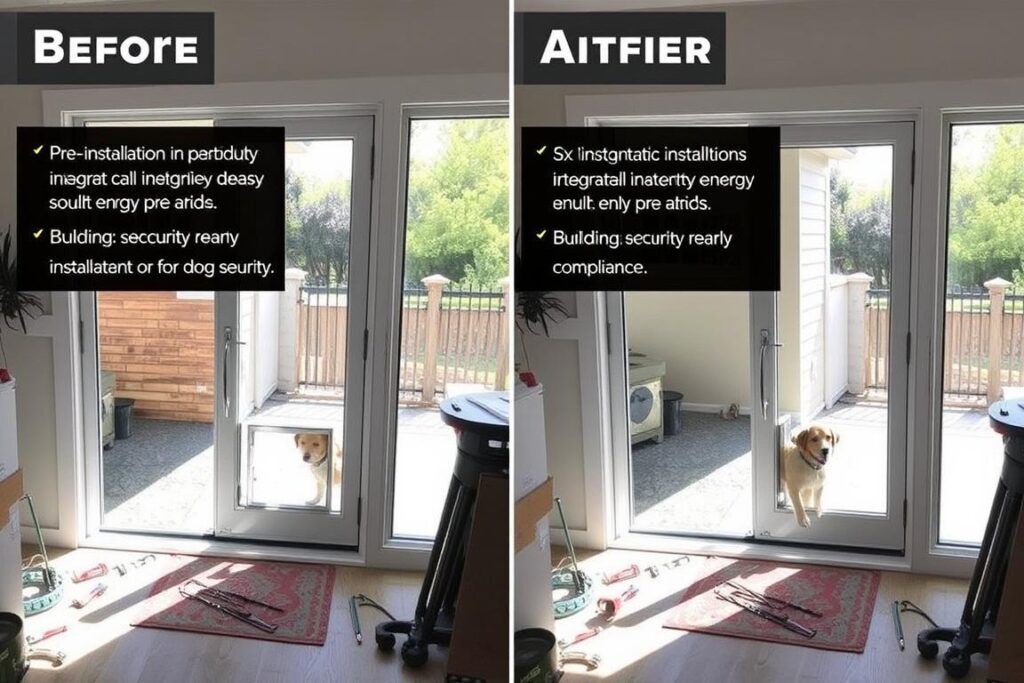 patio door with dog door installation