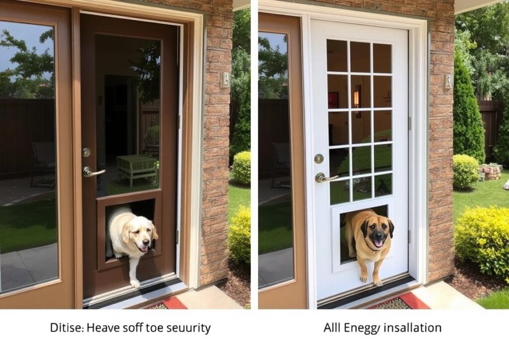 patio door with dog door sealing