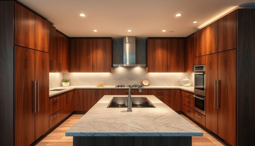 walnut kitchen cabinets