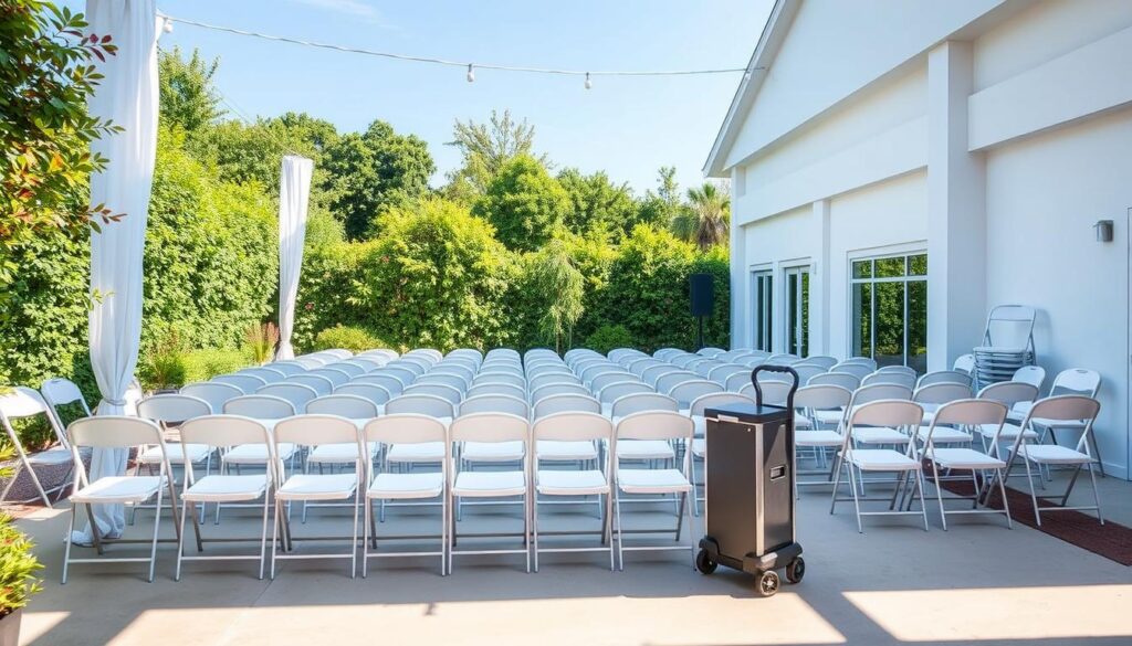 white folding chairs