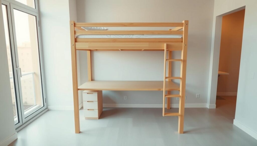 bunk bed with desk below assembly