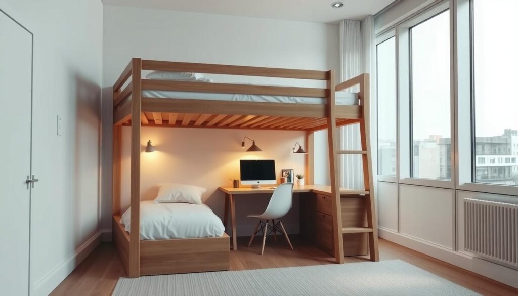 bunk bed with desk underneath for adults