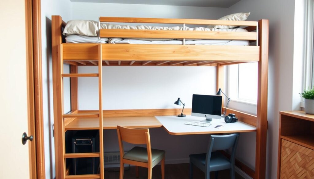 bunk bed with desk underneath for adults