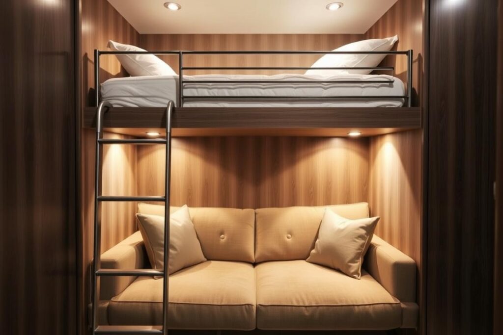 bunk bed with sofa for small spaces