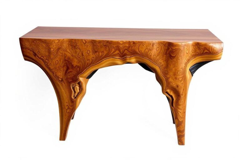 burl wood console table