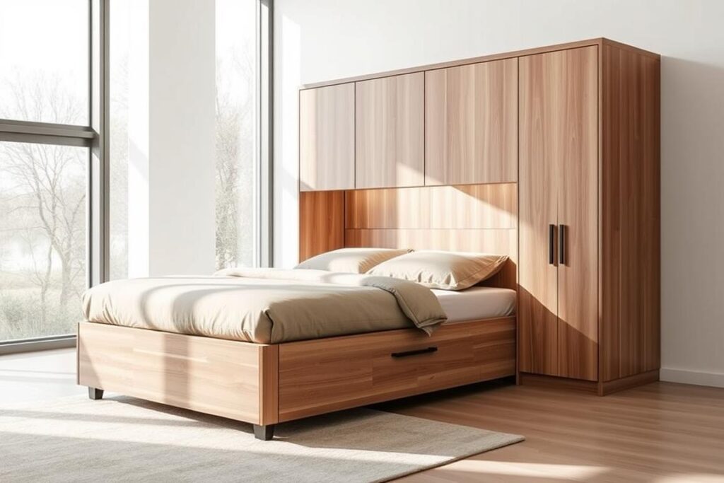 folding bed with cabinet