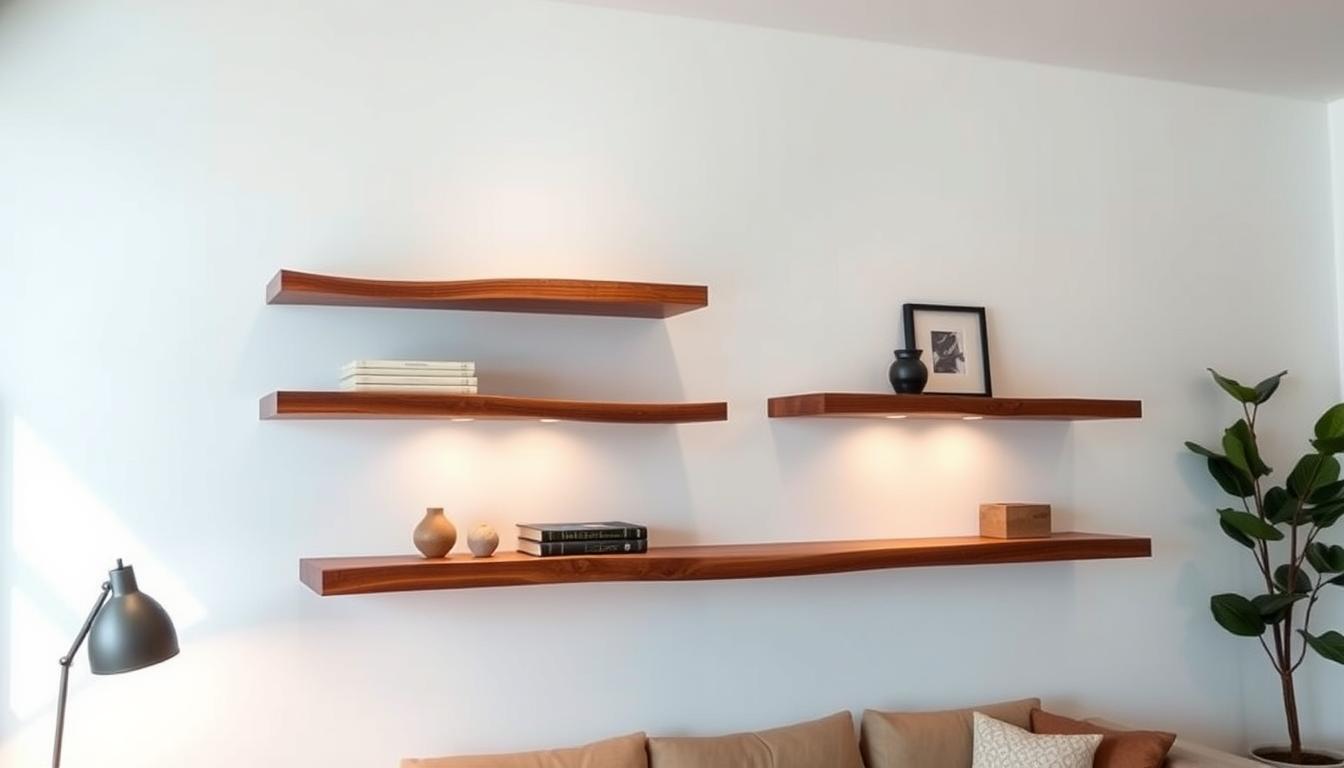 live edge floating shelves