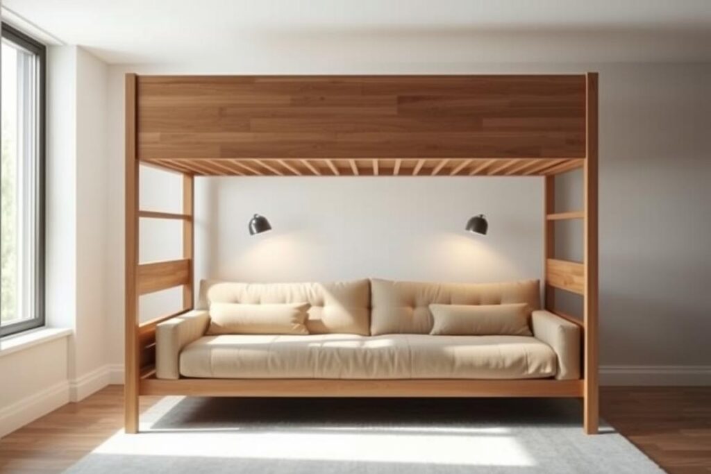 modern bunk bed with sofa