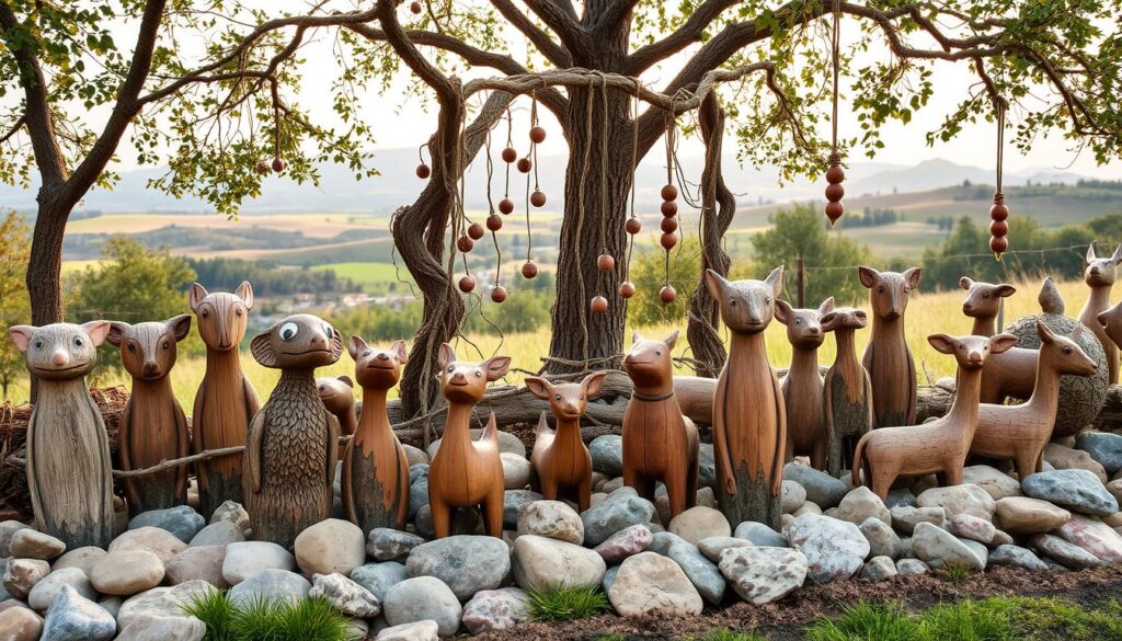 rustic wood yard art