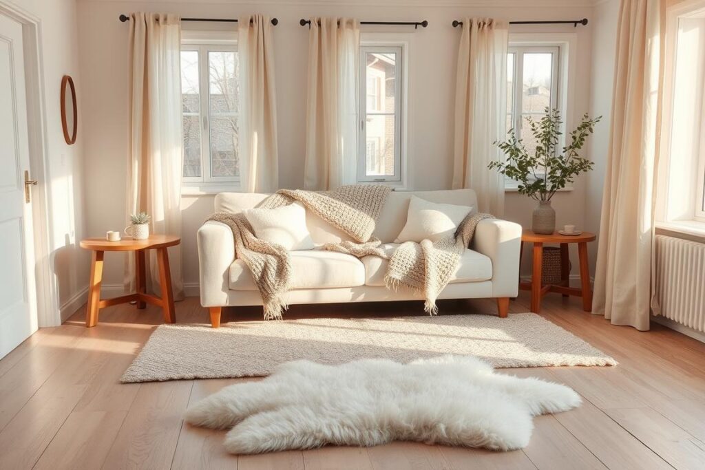 scandinavian living room decor textile choices