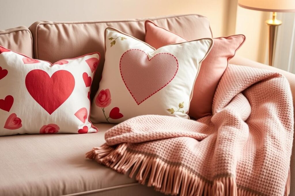 valentine's day throw pillows and blankets