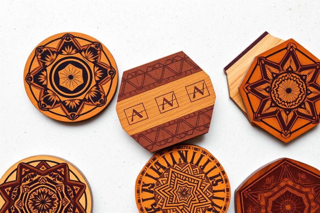 wooden drink coasters