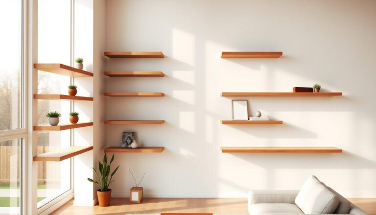 wooden floating shelves