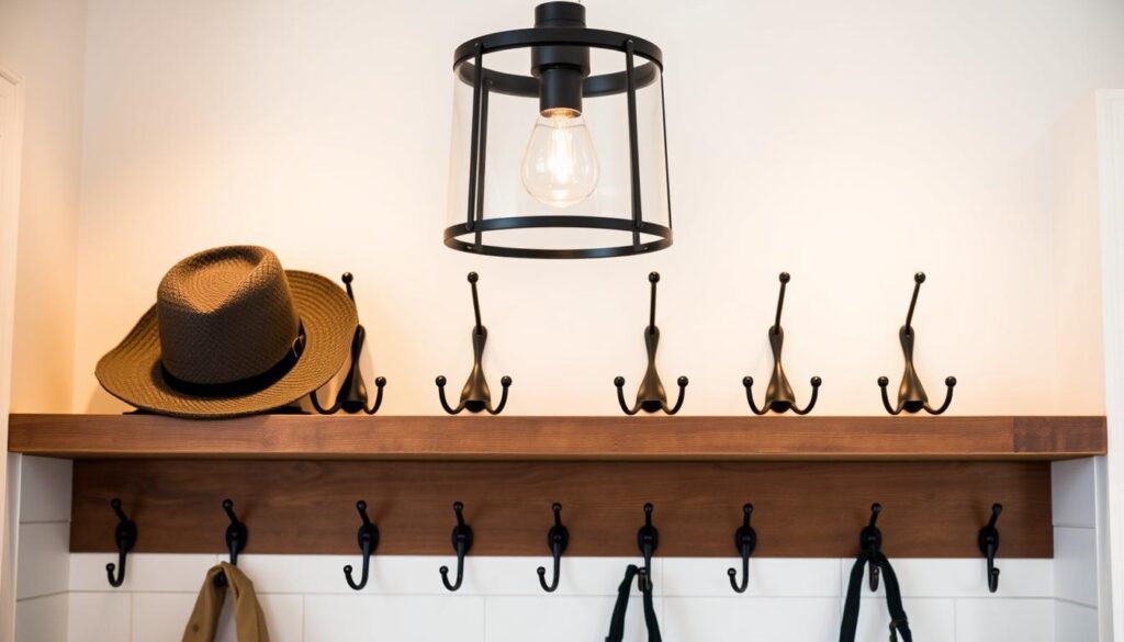 entryway storage with wall hooks