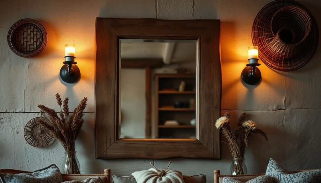 rustic mirror placement